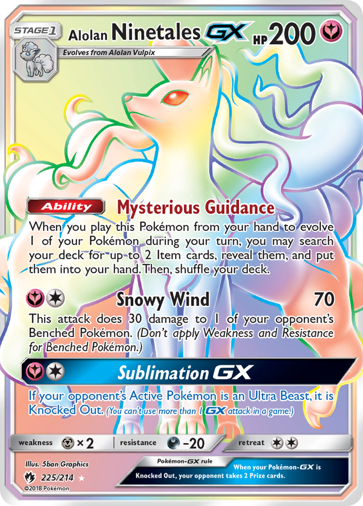 Alolan Ninetales-GX - Lost Thunder - #225 - Pokemon TCG card