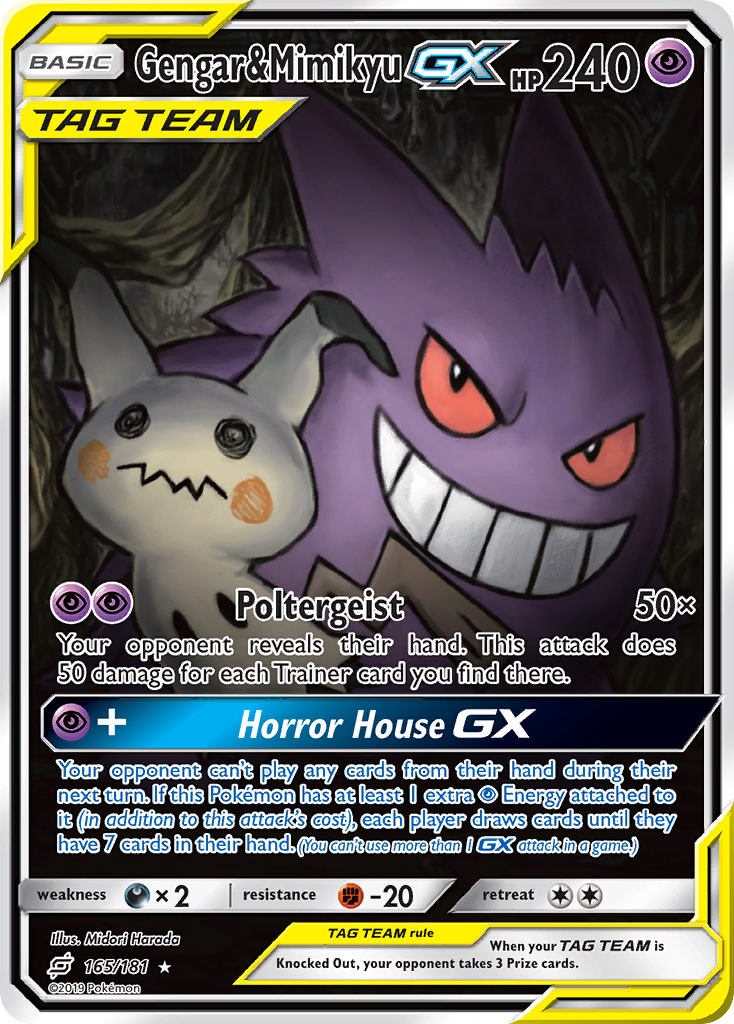 Gengar & Mimikyu-GX - Team Up - #165 - Pokemon TCG card
