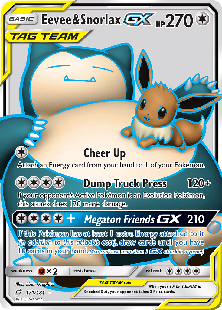 Eevee & Snorlax-GX - Team Up - #171 - Pokemon TCG card