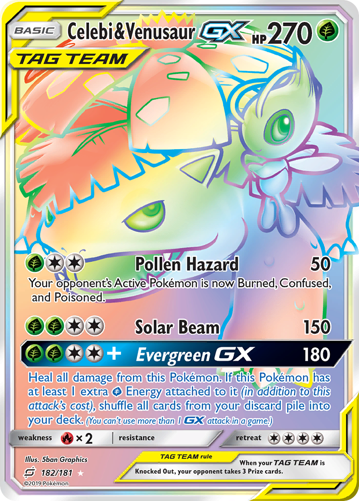 Celebi & Venusaur-GX - Team Up - #182 - Pokemon TCG card