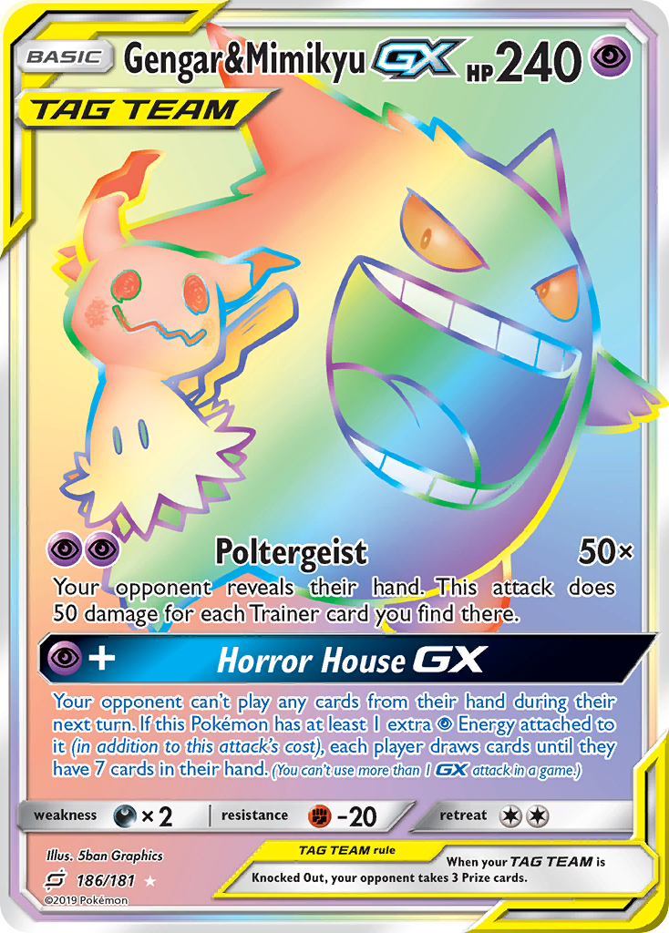 Gengar & Mimikyu-GX - Team Up - #186 - Pokemon TCG card