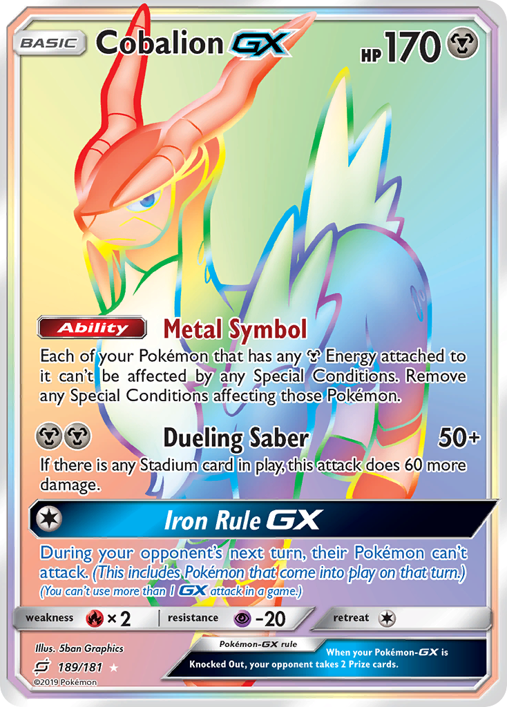 Cobalion-GX - Team Up - #189 - Pokemon TCG card