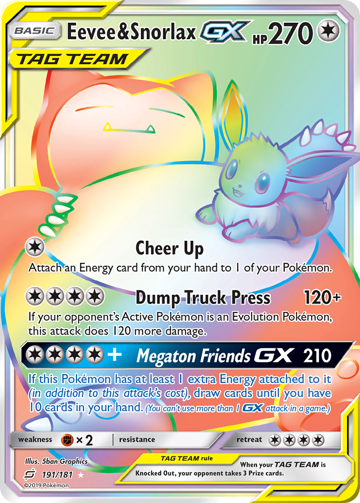 Eevee & Snorlax-GX - Team Up - #191 - Pokemon TCG card