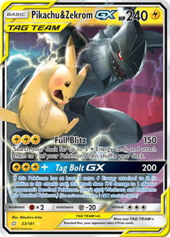 Pikachu & Zekrom-GX - Team Up - #33 - Pokemon TCG card