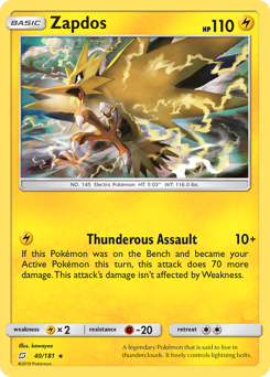 Zapdos - Team Up - #40 - Pokemon TCG card