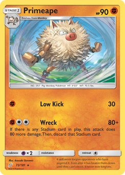 Primeape - Team Up - #72 - Pokemon TCG card