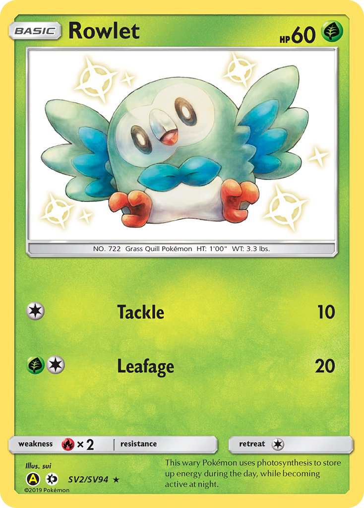 Rowlet - Hidden Fates Shiny Vault - #SV2 - Pokemon TCG card