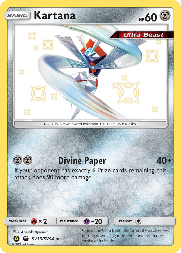 Kartana - Hidden Fates Shiny Vault - #SV33 - Pokemon TCG card