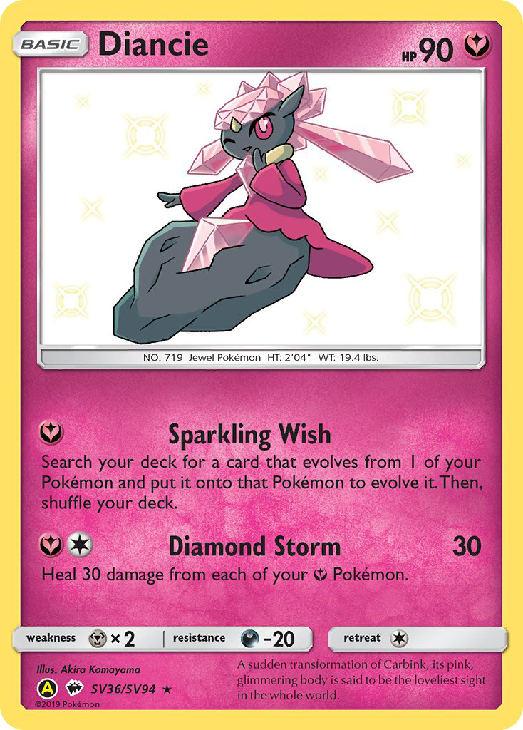 Diancie - Hidden Fates Shiny Vault - #SV36 - Pokemon TCG card