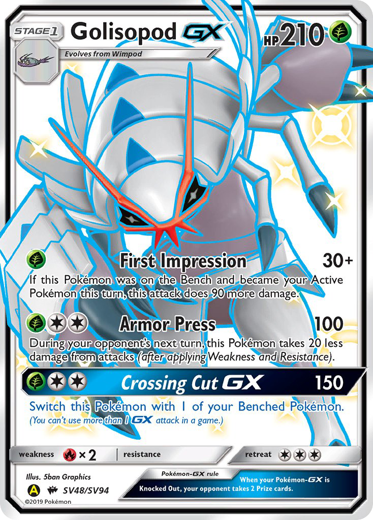 Golisopod-GX - Hidden Fates Shiny Vault - #SV48 - Pokemon TCG card