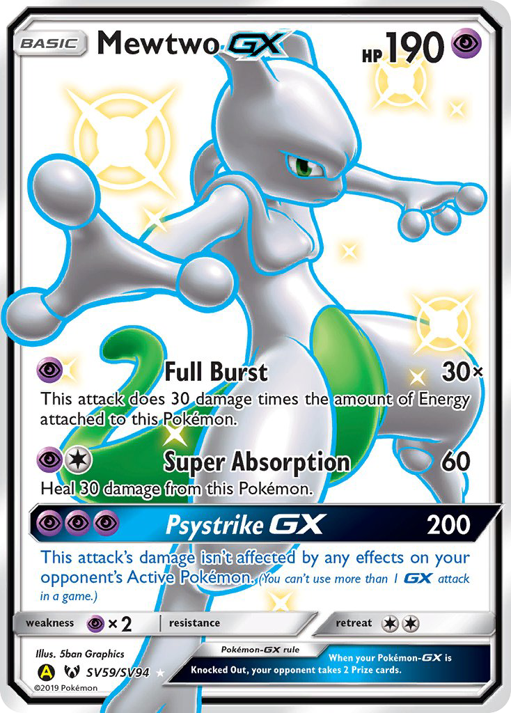 Mewtwo-GX - Hidden Fates Shiny Vault - #SV59 - Pokemon TCG card