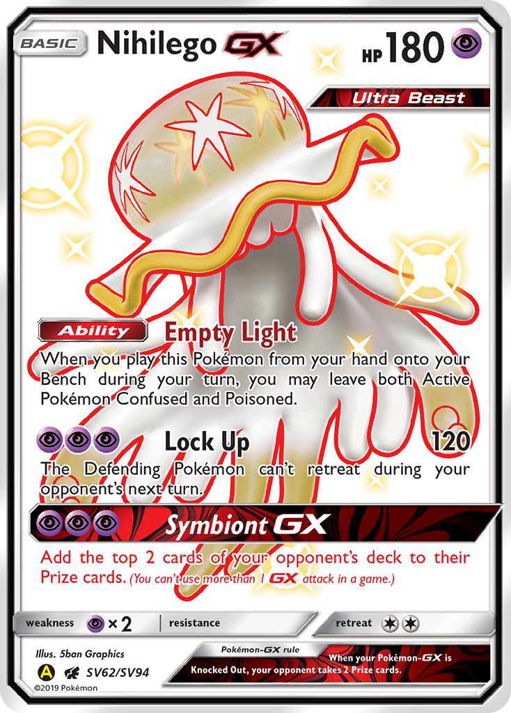 Nihilego-GX - Hidden Fates Shiny Vault - #SV62 - Pokemon TCG card