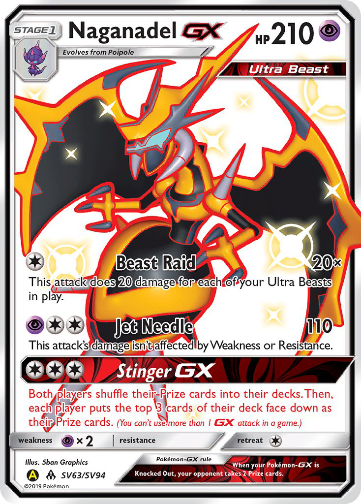 Naganadel-GX - Hidden Fates Shiny Vault - #SV63 - Pokemon TCG card