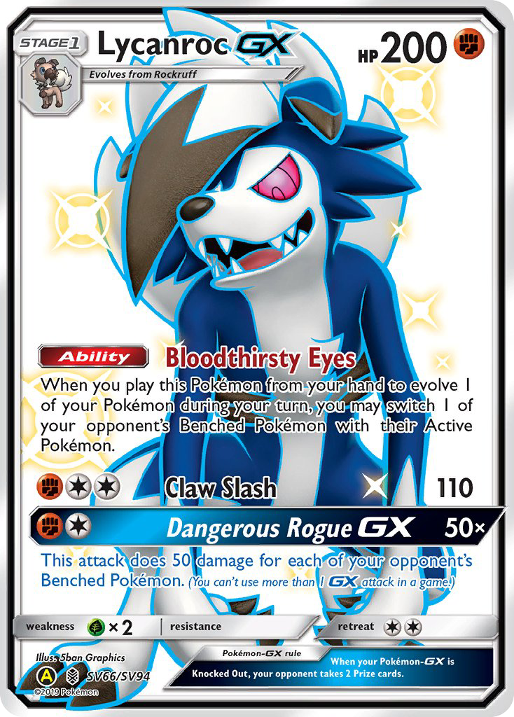 Lycanroc-GX - Hidden Fates Shiny Vault - #SV66 - Pokemon TCG card