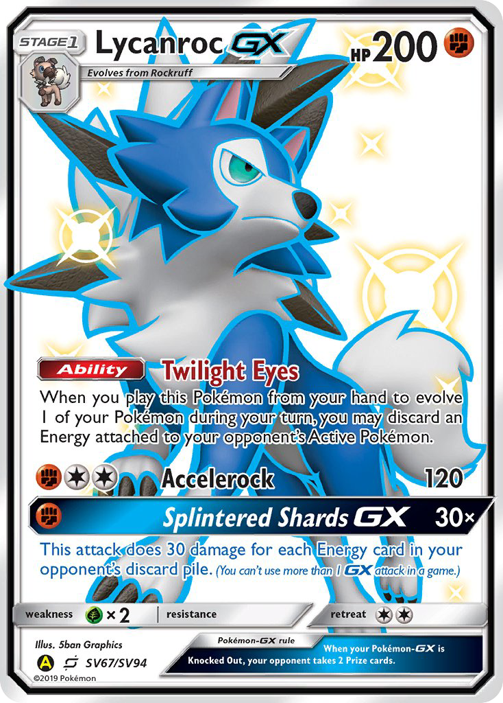 Lycanroc-GX - Hidden Fates Shiny Vault - #SV67 - Pokemon TCG card