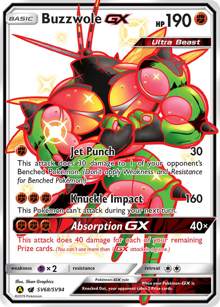 Buzzwole-GX - Hidden Fates Shiny Vault - #SV68 - Pokemon TCG card