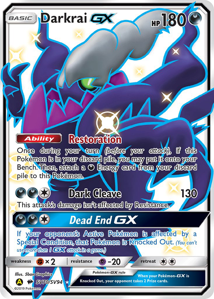 Darkrai-GX - Hidden Fates Shiny Vault - #SV70 - Pokemon TCG card