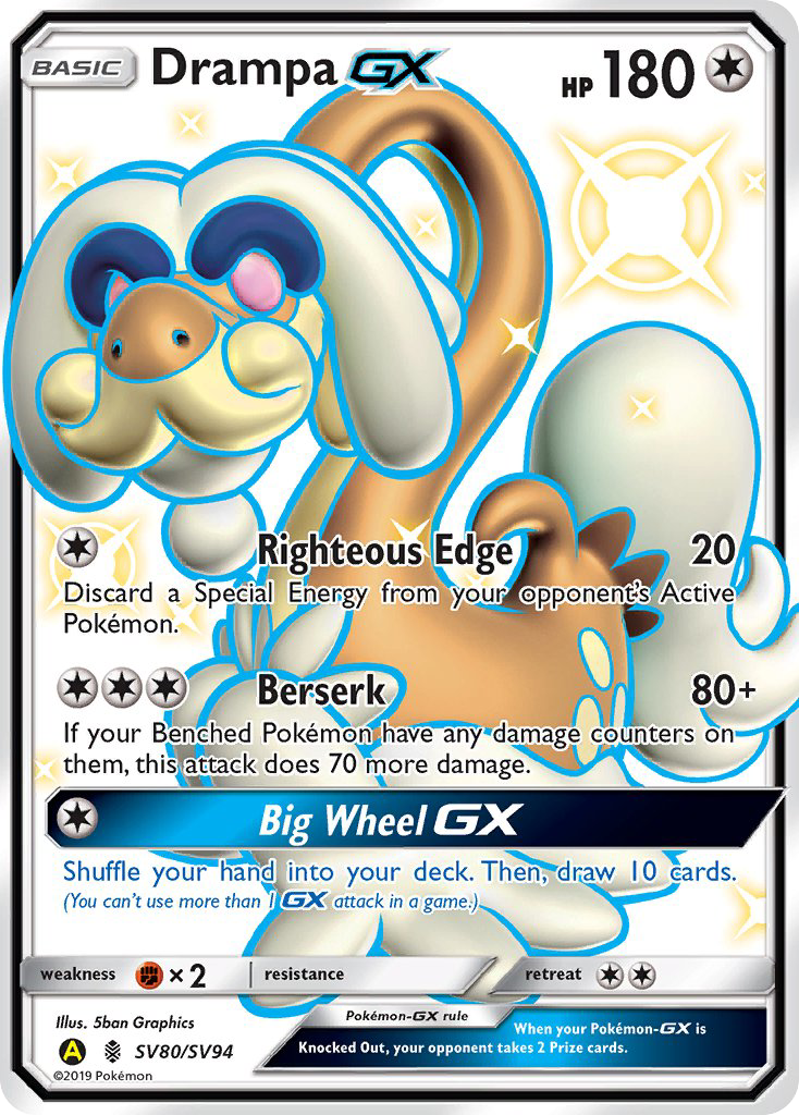Drampa-GX - Hidden Fates Shiny Vault - #SV80 - Pokemon TCG card