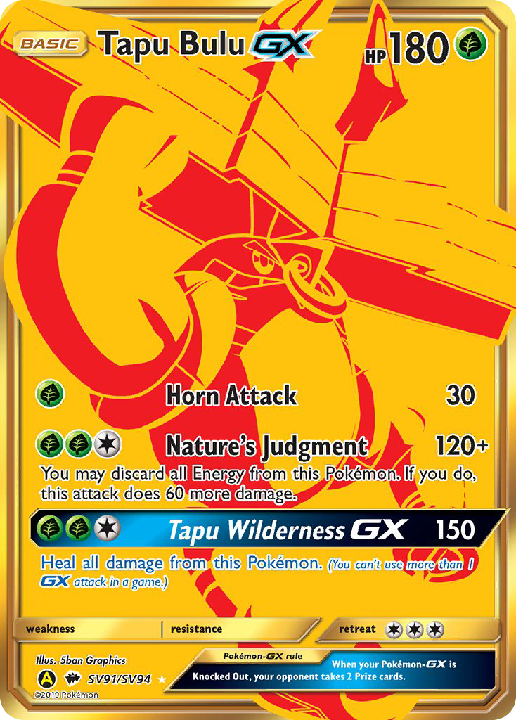 Tapu Bulu-GX - Hidden Fates Shiny Vault - #SV91 - Pokemon TCG card