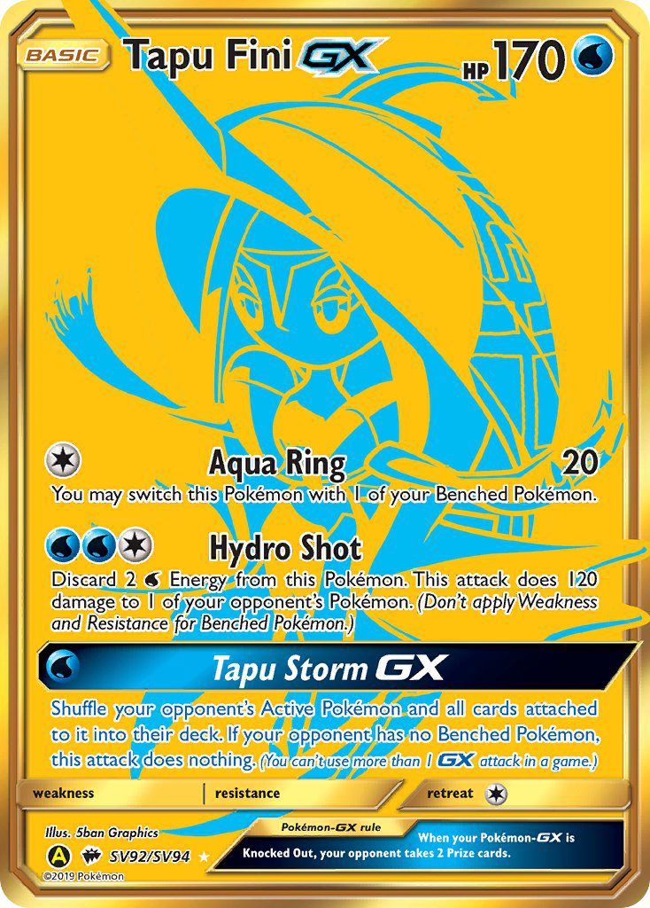 Tapu Fini-GX - Hidden Fates Shiny Vault - #SV92 - Pokemon TCG card