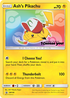 Ash's Pikachu #SM108 Ash's Pikachu - SM Black Star Promos - #SM108 - Pokemon TCG card