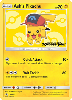 Ash's Pikachu #SM111 Ash's Pikachu - SM Black Star Promos - #SM111 - Pokemon TCG card