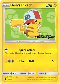 Ash's Pikachu #SM112 Ash's Pikachu - SM Black Star Promos - #SM112 - Pokemon TCG card