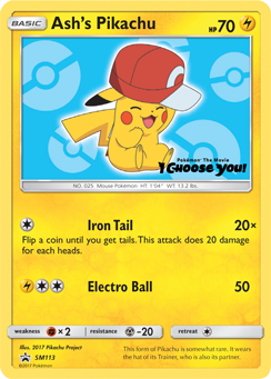 Ash's Pikachu #SM113 Ash's Pikachu - SM Black Star Promos - #SM113 - Pokemon TCG card