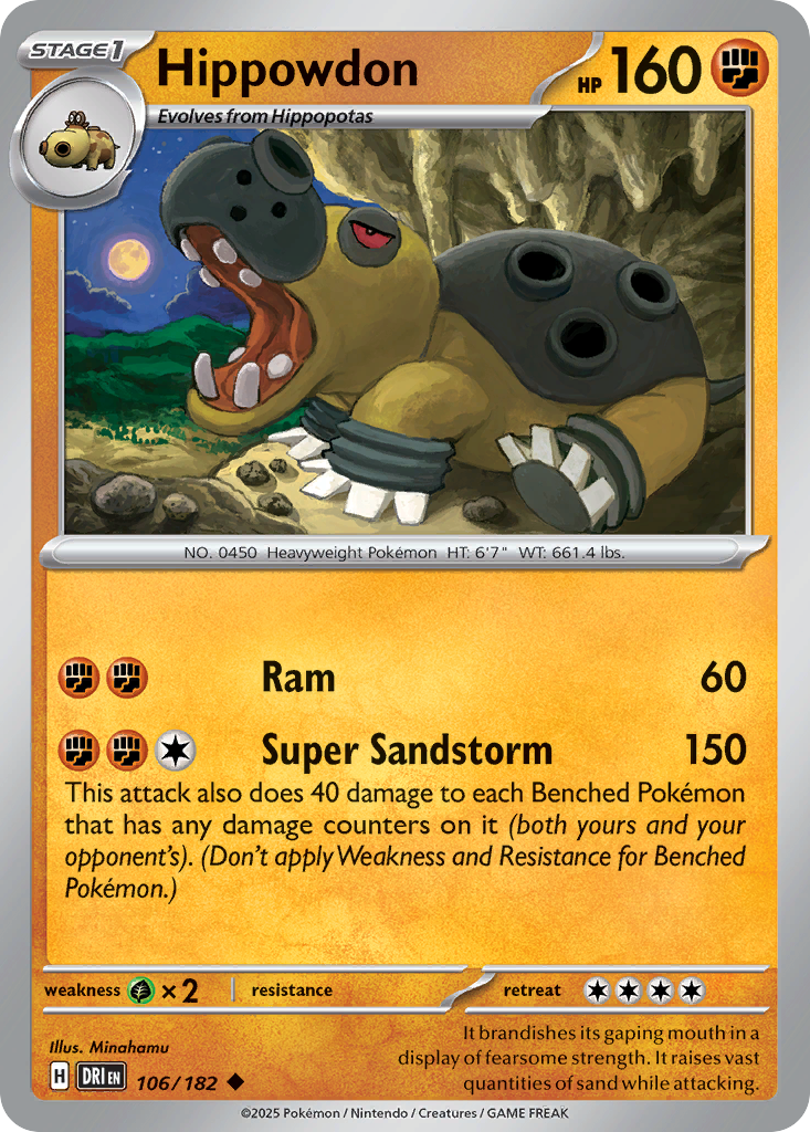 Hippowdon - Destined Rivals - #106 - Pokemon TCG card