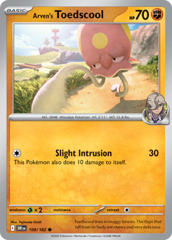 Arven's Toedscool - Destined Rivals - #109 - Pokemon TCG card