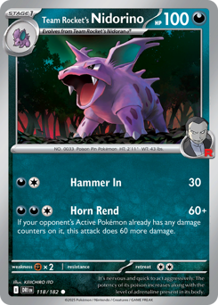 Team Rocket's Nidorino - Destined Rivals - #118 - Pokemon TCG card
