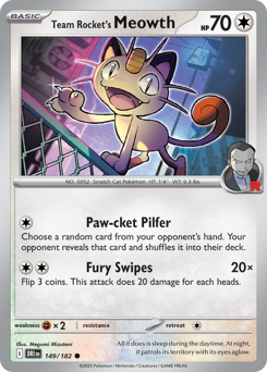 Team Rocket's Meowth #149 Team Rocket's Meowth - Destined Rivals - #149 - Pokemon TCG card