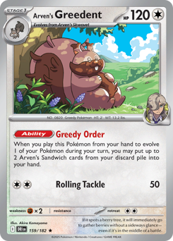 Arven's Greedent #159 Arven's Greedent - Destined Rivals - #159 - Pokemon TCG card