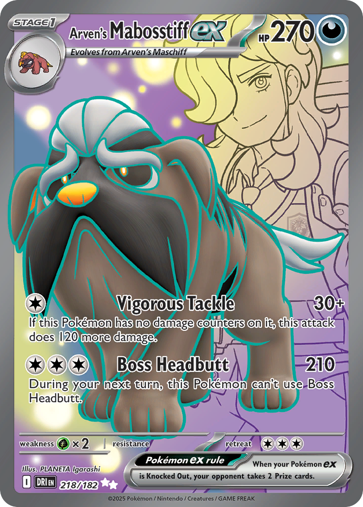 Arven's Mabosstiff ex - Destined Rivals - #218 - Pokemon TCG card
