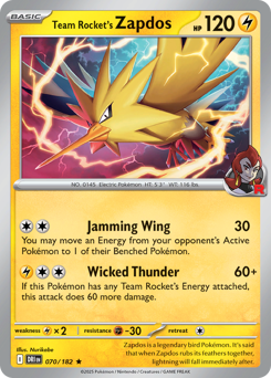 Team Rocket's Zapdos #70 Team Rocket's Zapdos - Destined Rivals - #70 - Pokemon TCG card