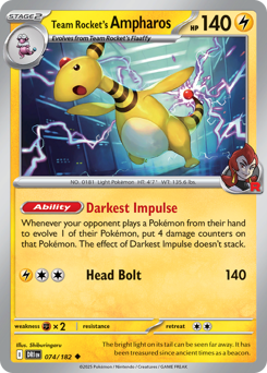 Team Rocket's Ampharos #74 Team Rocket's Ampharos - Destined Rivals - #74 - Pokemon TCG card