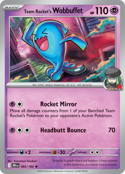Team Rocket's Wobbuffet - Destined Rivals - #82 - Pokemon TCG card