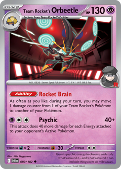 Team Rocket's Orbeetle #89 Team Rocket's Orbeetle - Destined Rivals - #89 - Pokemon TCG card