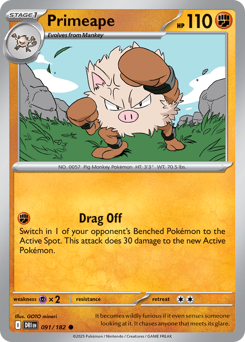 Primeape - Destined Rivals - #91 - Pokemon TCG card