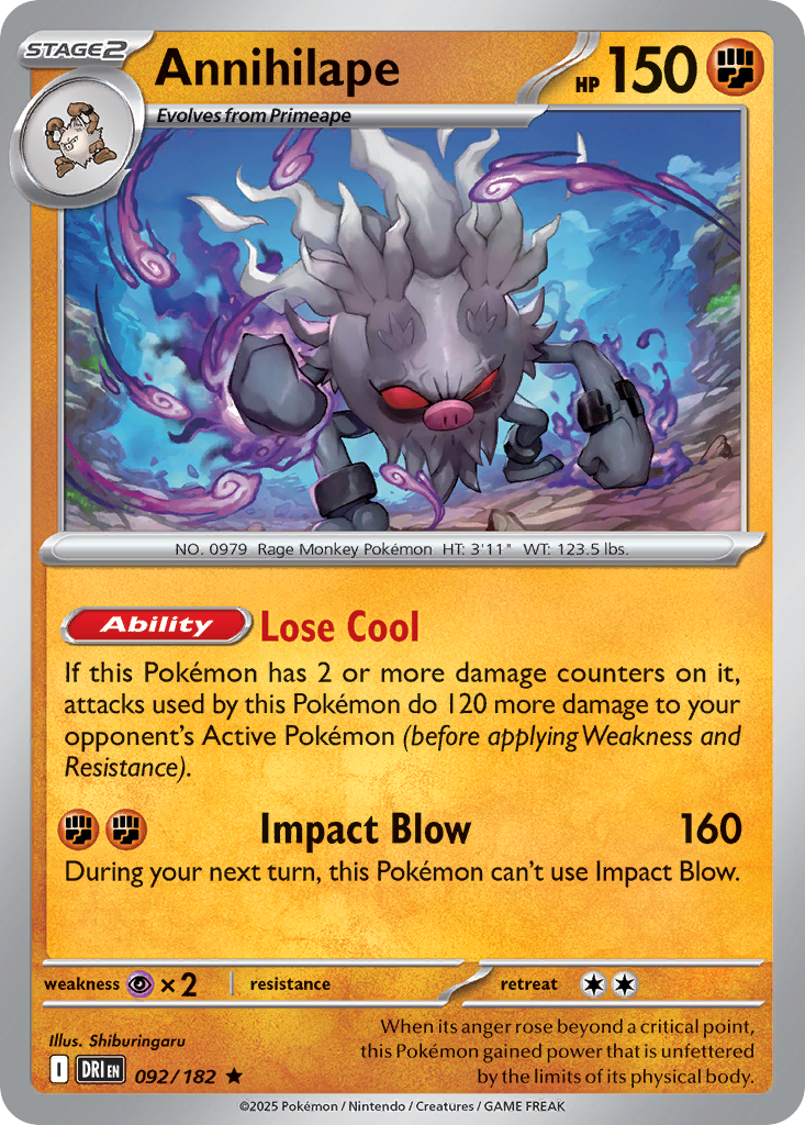 Annihilape - Destined Rivals - #92 - Pokemon TCG card