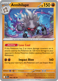Annihilape - Destined Rivals - #92 - Pokemon TCG card