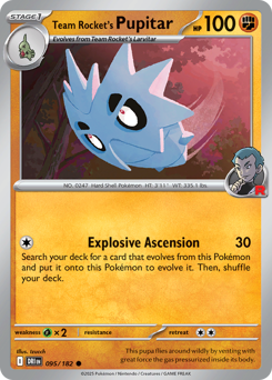 Team Rocket's Pupitar #95 Team Rocket's Pupitar - Destined Rivals - #95 - Pokemon TCG card