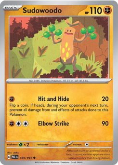 Sudowoodo - Paldea Evolved - #109 - Pokemon TCG card