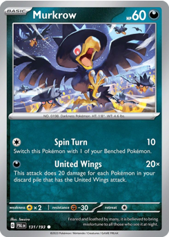 Murkrow #131 Murkrow - Paldea Evolved - #131 - Pokemon TCG card