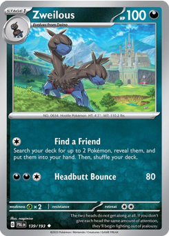 Zweilous #139 Zweilous - Paldea Evolved - #139 - Pokemon TCG card