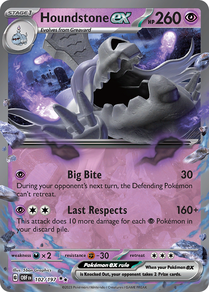 Houndstone ex - Obsidian Flames - #102 - Pokemon TCG card