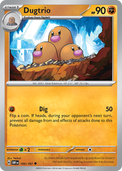 Dugtrio - Obsidian Flames - #104 - Pokemon TCG card
