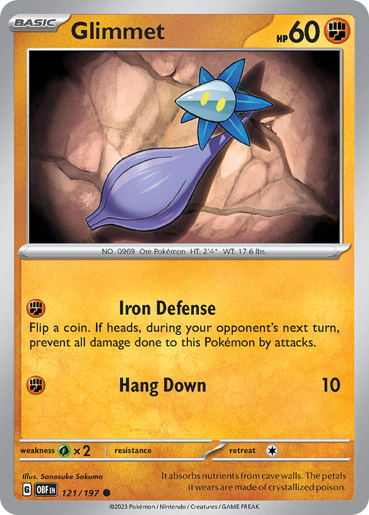 Glimmet - Obsidian Flames - #121 - Pokemon TCG card