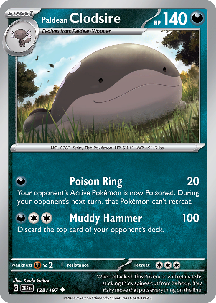 Paldean Clodsire - Obsidian Flames - #128 - Pokemon TCG card