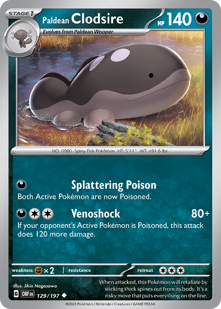 Paldean Clodsire - Obsidian Flames - #129 - Pokemon TCG card